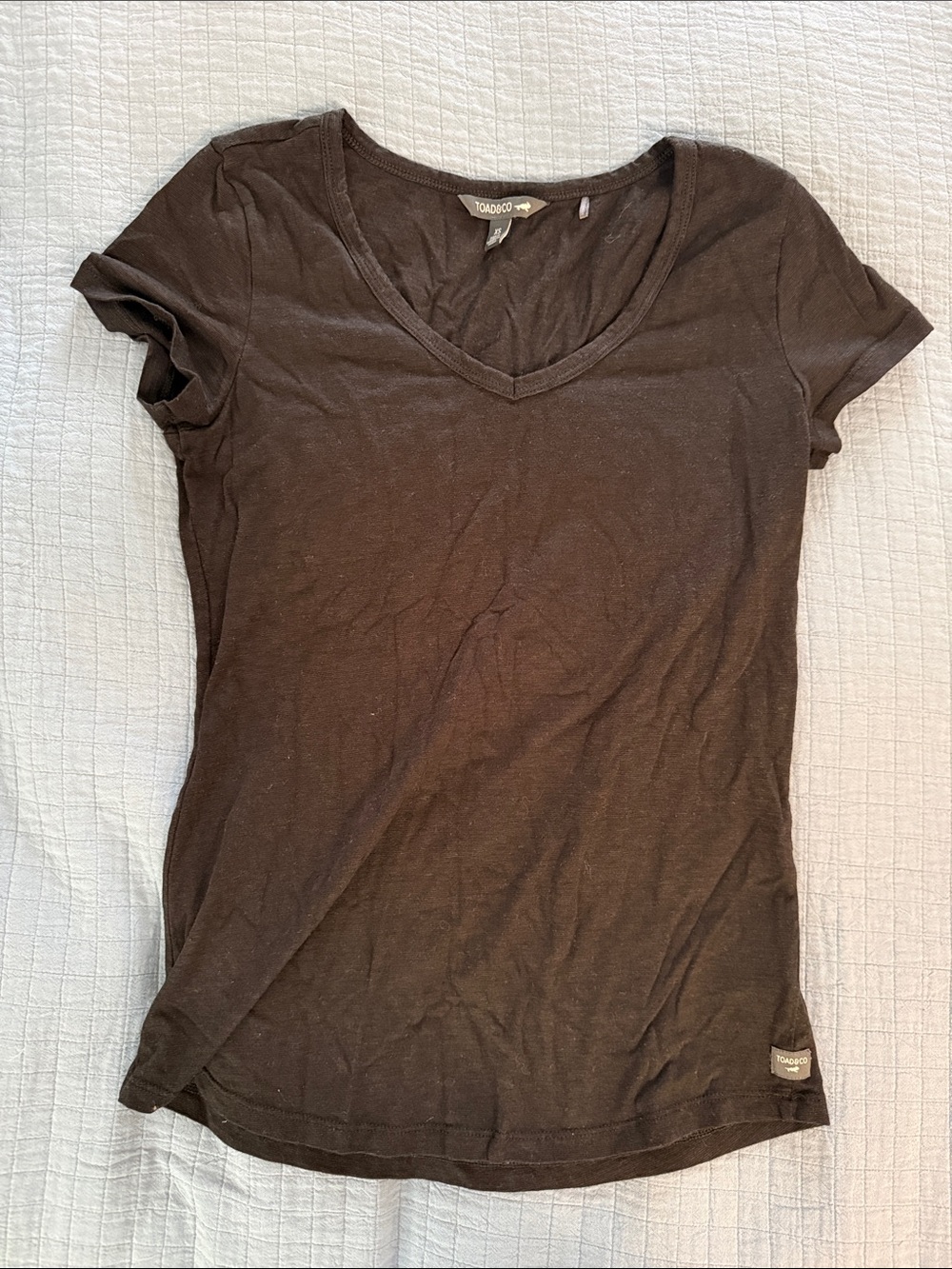 Toad&Co Women's Black V-Neck Short Sleeve Tee size XS